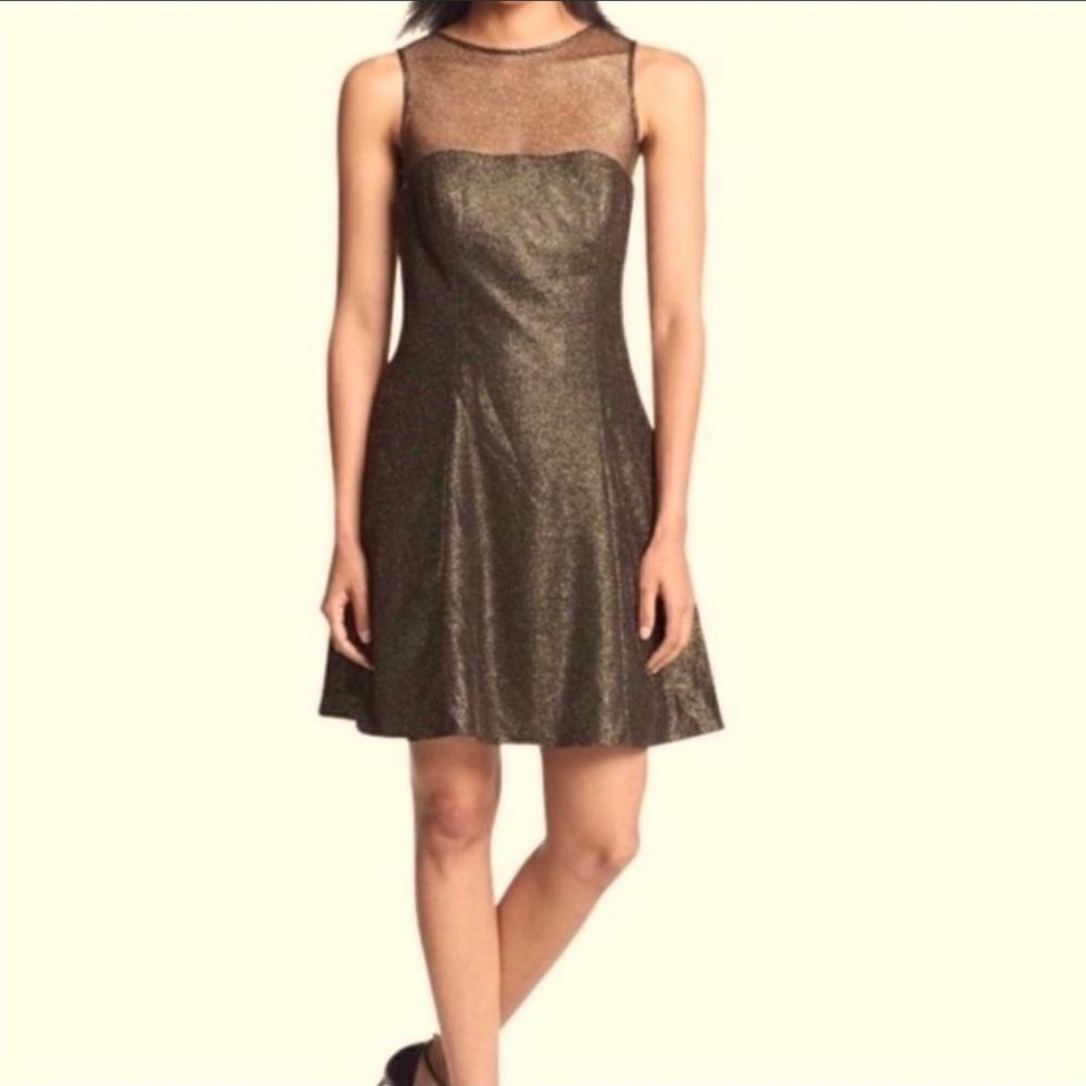 Aidan Mattox Metallic & Mesh Dress